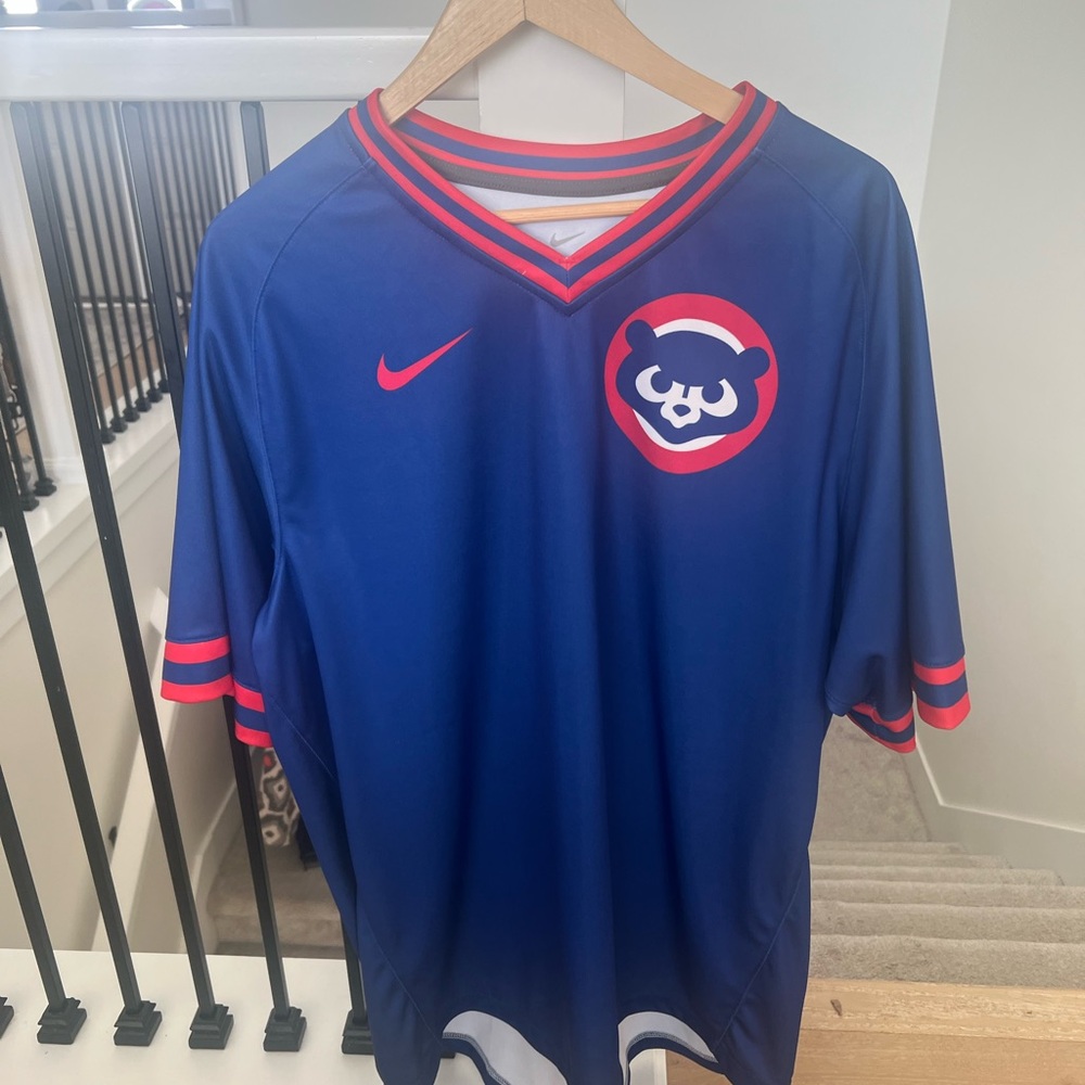 Cubs Nike Blue and Red Sports Jersey